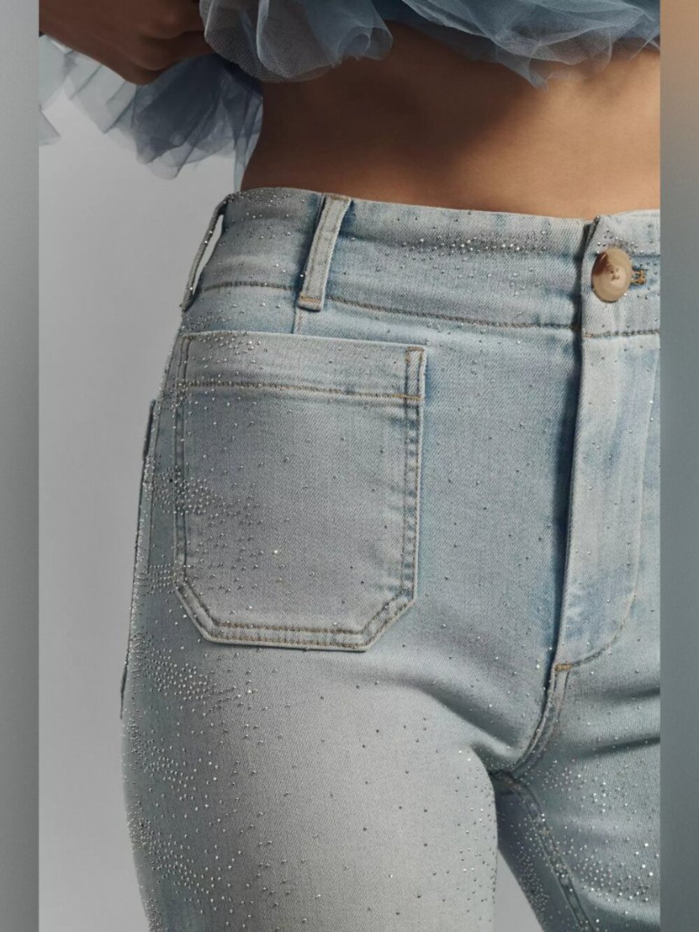 Maeve Colette Rhinestone High-Rise Wide-Leg Jeans NWOT - Picture 3 of 10